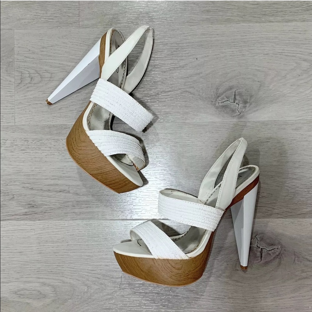 Bebe White Platform Summer Wedges